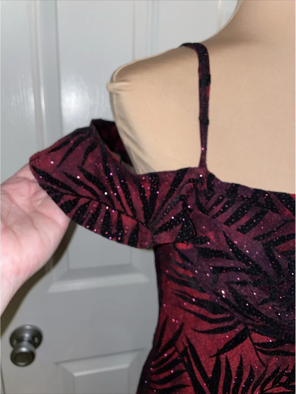 Vintage Rampage CDC Petites Ruched Bust Red & Black Dress Sparkle Size 10